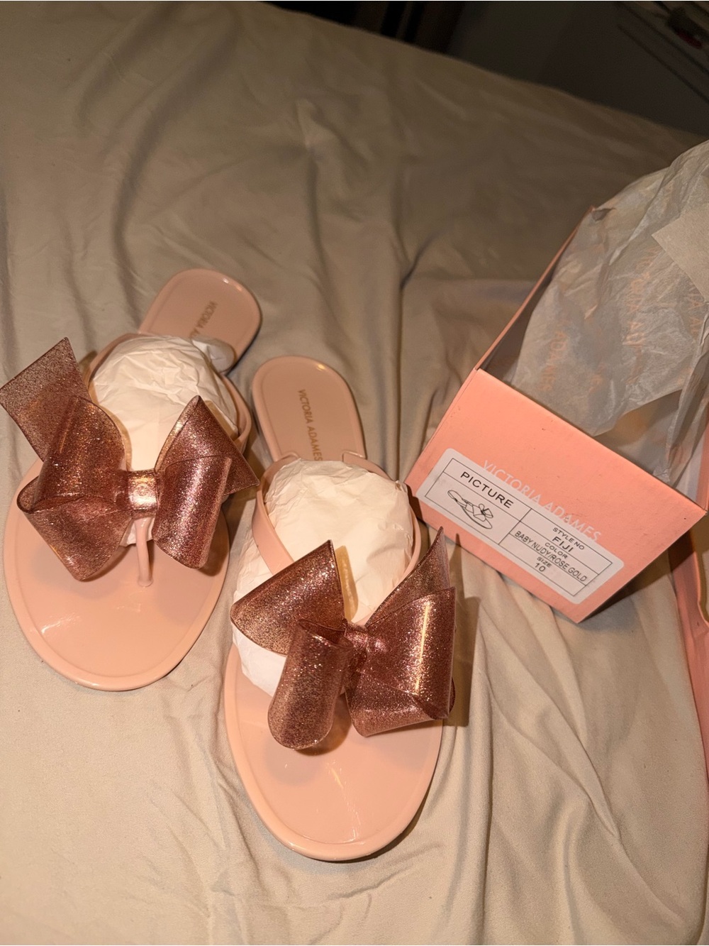 Pink Bow Jelly Thong Sandals